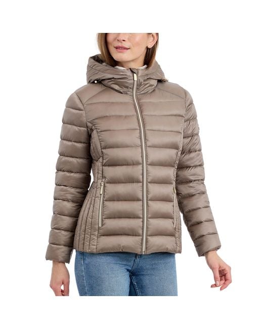 Michael Kors S Hooded Packable Puffer Jacket in Brown Lyst