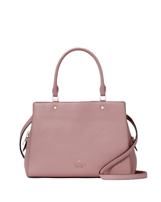 Kate Spade Pink Leila Pebbled Leather Medium Triple Compartment Satchel