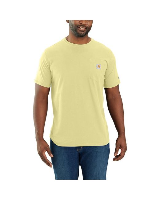 Carhartt Yellow Big & Tall Force Relaxed Fit Midweight Short-sleeve Pocket T-shirt for men