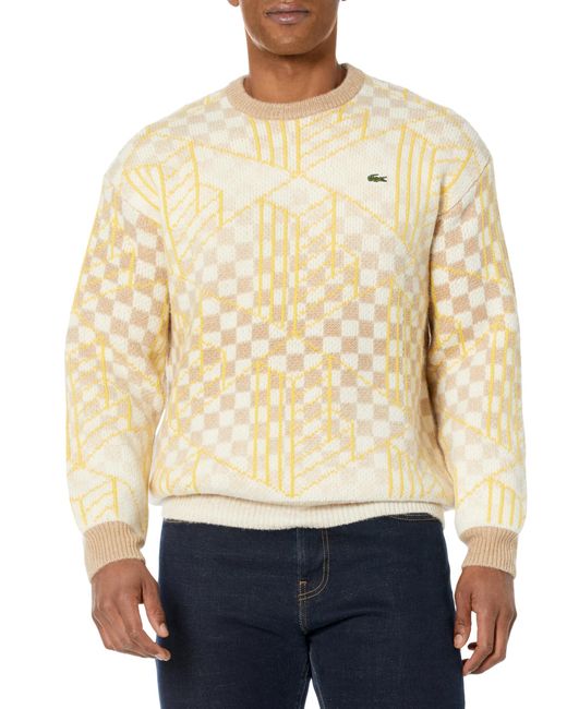 Lacoste Natural Long Sleeve Crew Neck Ombre Graphic Sweater for men
