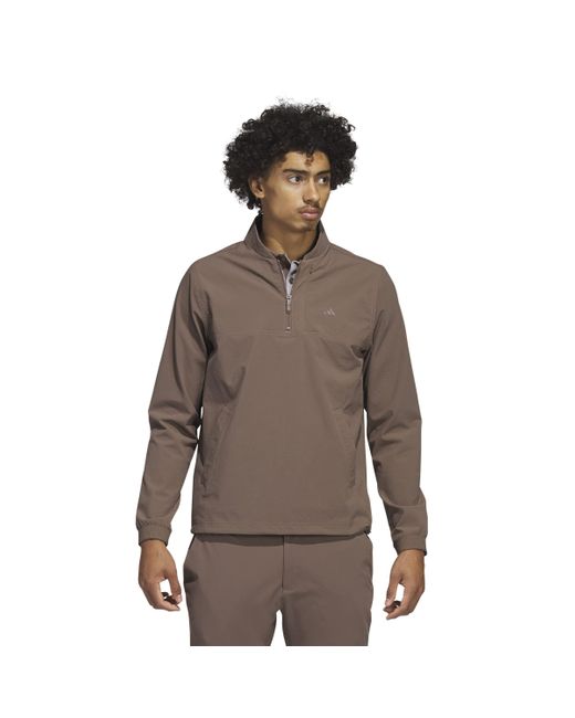 Adidas Brown Golf Ultimate365 Tour Stretch Anorak Quarter Zip Pullover for men