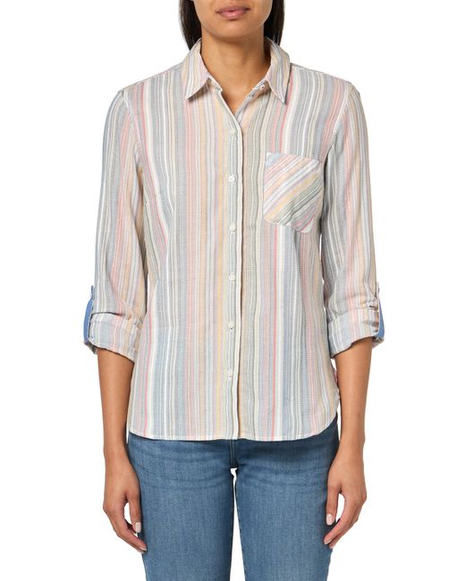 Nautica White Button Front Long Sleeve Roll Tab Shirt