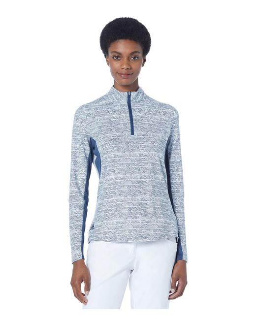 Adidas Blue Standard Ultimate365 Long Sleeve Print Polo Shirt