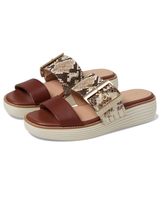 Cole Haan Brown Originalgrand Platform Slide Heeled Sandal