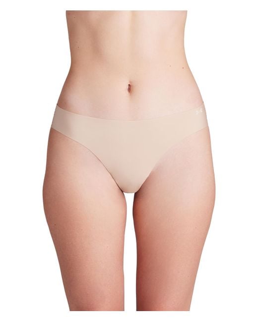 Under Armour Pure Stretch No Show Thong in Pink