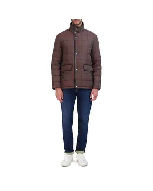 Cole Haan Multicolor Quilt Jacket With Rib Knit Inner Collar for men