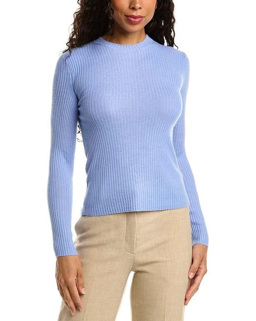 Vince Blue Ribbed Cashmere & Silk-blend Sweater