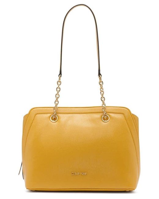 Calvin Klein Leather Hailey Micro Pebble Triple Compartment Chain