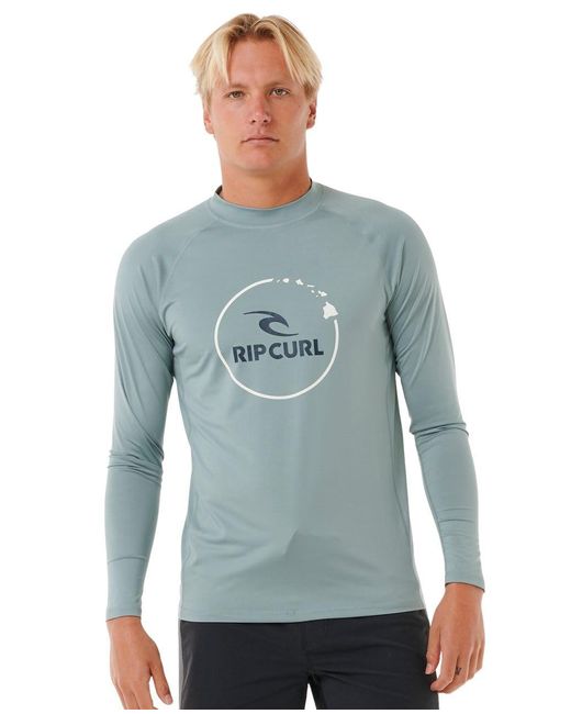 Rip Curl Blue Standard Island Vibe Upf 50 Long Sleeve Rashguard for men