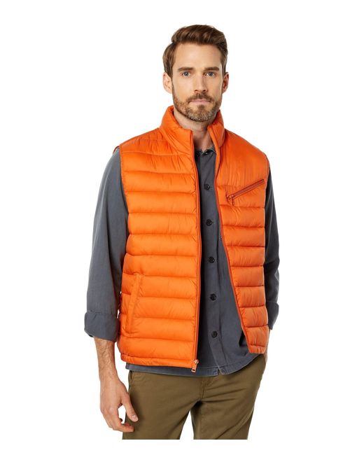 Cole Haan Orange Zip Front Quilted Vest for men