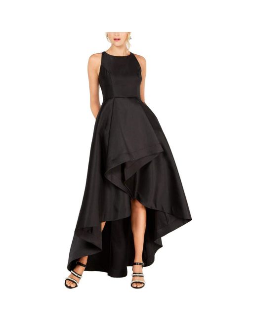 Adrianna Papell Black Mikado High Low Gown