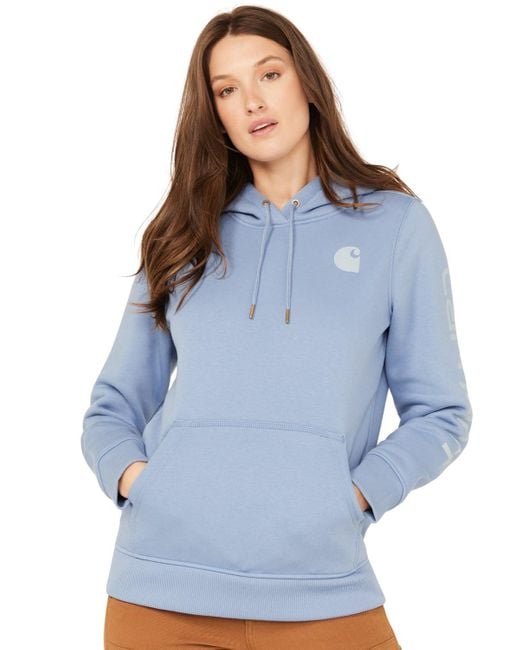 Carhartt Blue Plus Size Relaxed Fit Midweight Logo Sleeve Graphic Sweatshirt