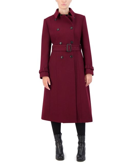 Cole Haan Flared Trench Slick Wool Down Coat Lyst