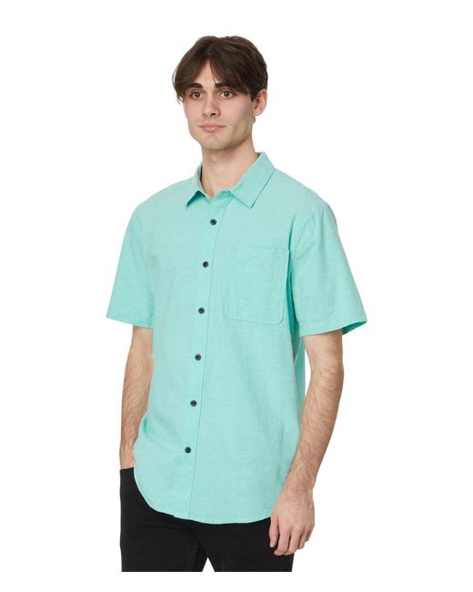 Volcom Blue Date Knight Short Sleeve Classic Fit Button Down Shirt for men