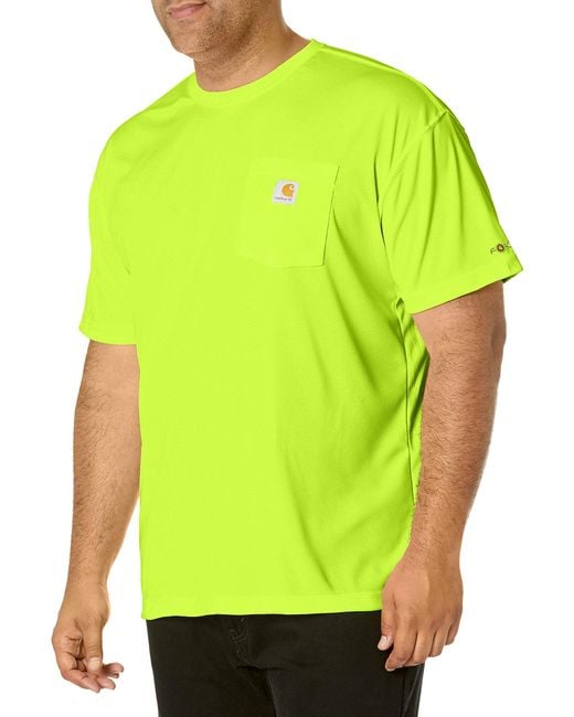 Carhartt Green High-visibility Force Relaxed Fit Lightweight Color Enhanced Short-sleeve Pocket T-shirt for men