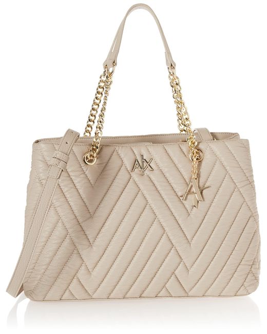 Emporio Armani Natural A|x Armani Exchange Quilted Large Tote Bag