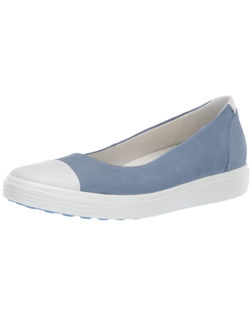 Ecco Leather Soft 7 Ballerina in Blue | Lyst