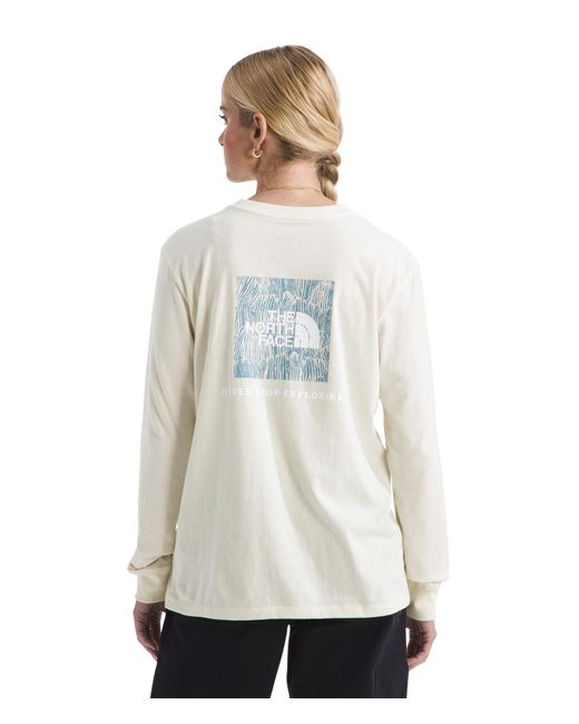 The North Face White Evolution Box Nse Fill Long-sleeve Tee | Regular Fit Cotton Shirt With Logo Graphic