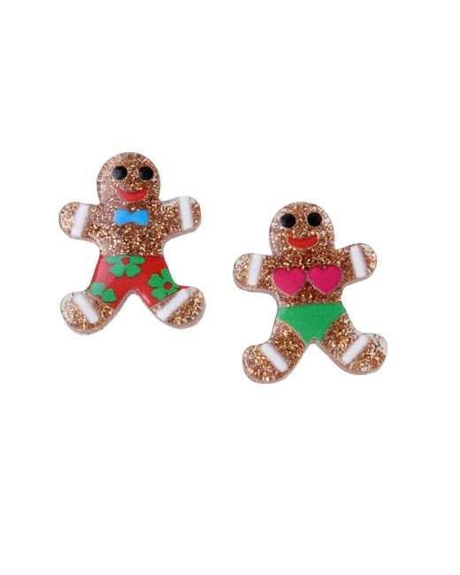 Betsey Johnson Multicolor Gingerbread Non-matching Stud Earrings