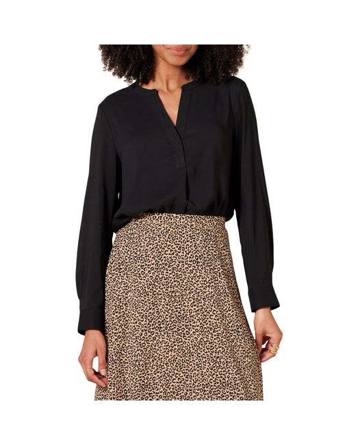 Blusa de Georgette sin Cierre de ga Larga y Corte Holgado Mujer Amazon Essentials de color Black