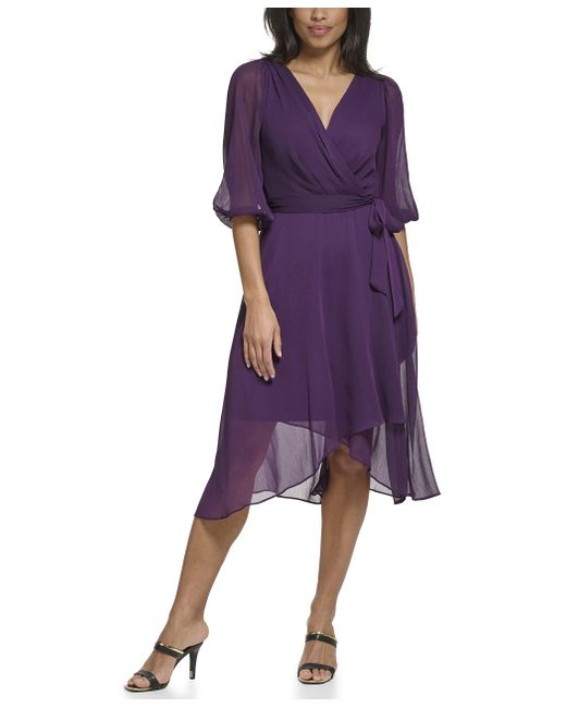 DKNY Purple Faux Wrap Dress