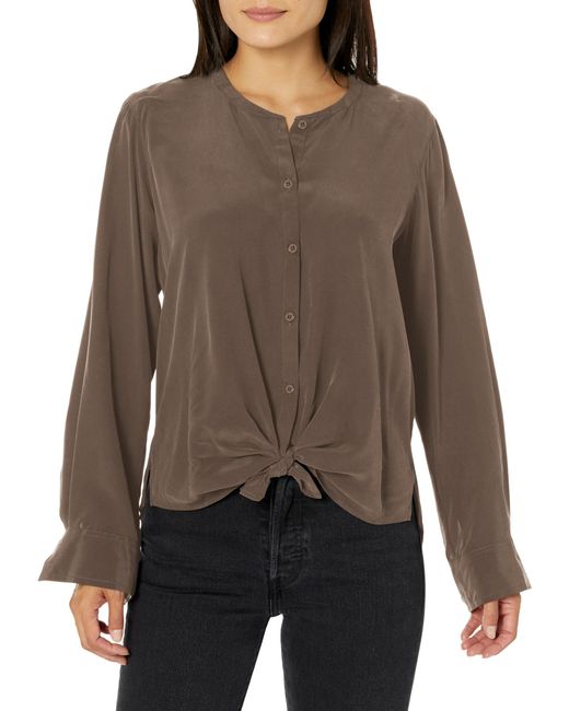 Splendid Brown Alessandra Silk Button Up Shirt