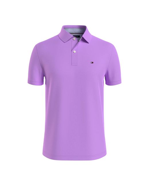 Tommy Hilfiger Short Sleeve Cotton Pique Polo Shirt In Regular Fit in  Purple for Men | Lyst