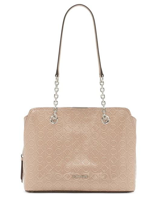 Calvin Klein Leather Hailey Micro Pebble Triple Compartment Chain