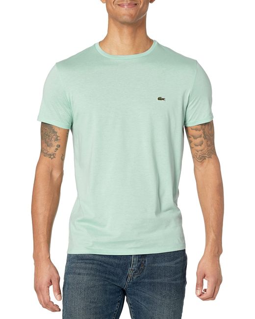 Lacoste Green Contemporary Collection's Short Sleeve Pima Crewneck Tee Shirt for men