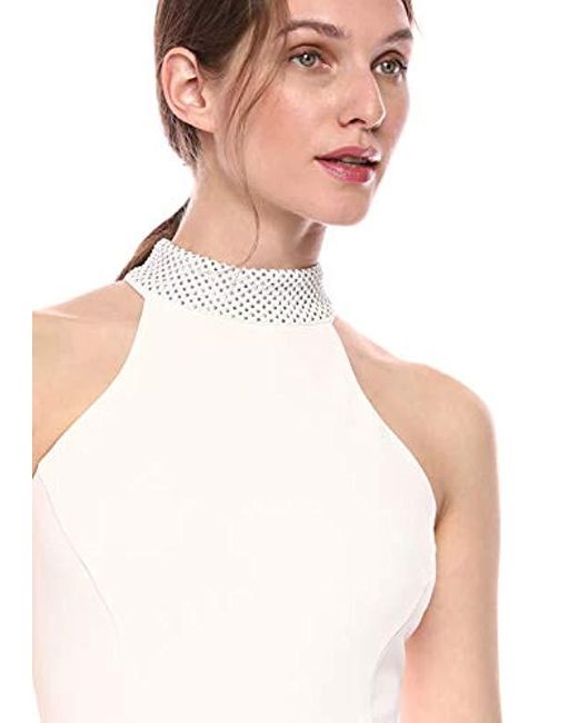Download Lyst - Calvin Klein Sleeveless Mock Neck Halter Gown in ...