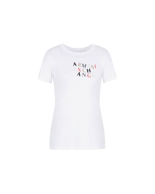 Emporio Armani White A | X Armani Exchange Regular Fit Cotton Jersey Multicolored Logo Tee