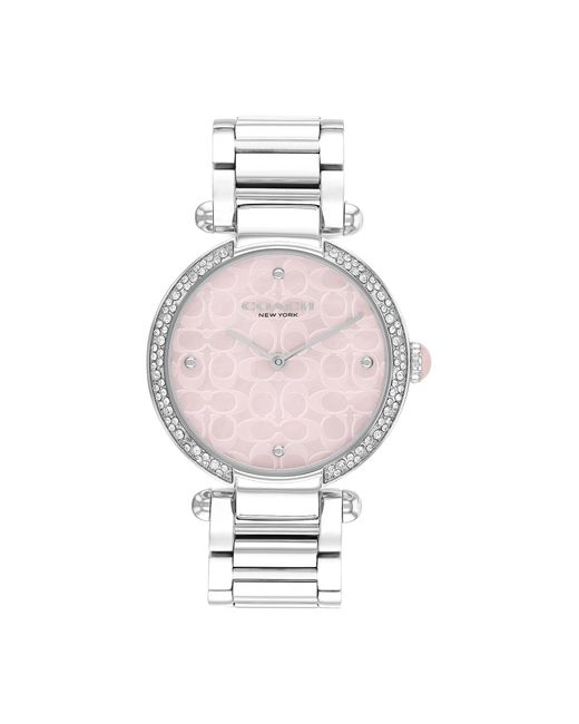 COACH Metallic Cary Watch: Mother-of-pearl Dial |shimmering Crystals | Effortless Sophistication For Any Occasion
