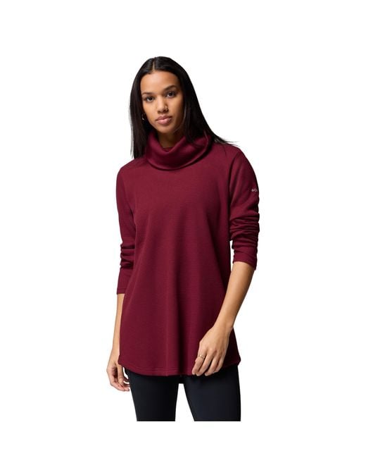 Columbia Red S Holly Hideaway Waffle Cowl Neck Pullover