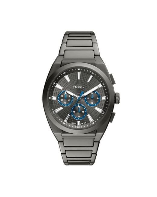 Fossil Metallic Everett Chronograph Smoke Stainless Steel Watch for men