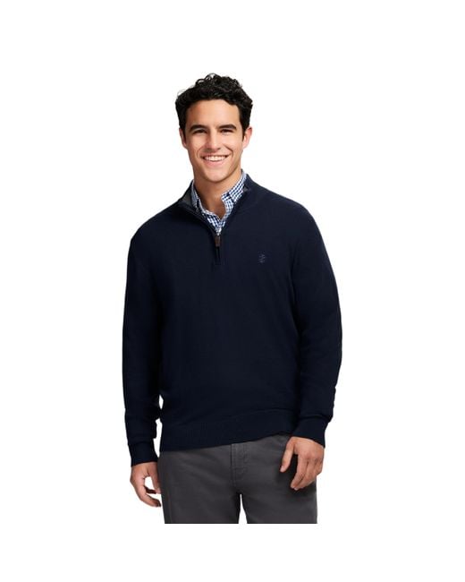 Izod Blue Premium Essentials Quarter Zip Sweater for men
