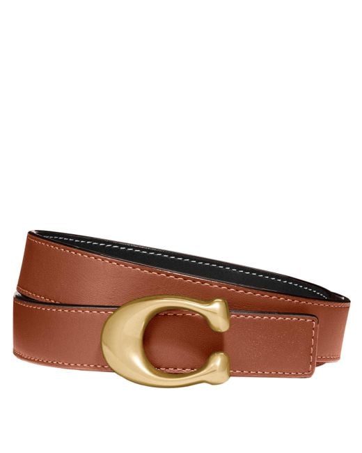 COACH Brown 25mm Sculpted C Reversible Belt