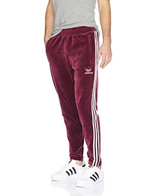Adidas Originals Purple Originals Velour 3-stripes Trackpants for men