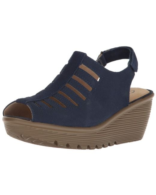 Skechers Parallel - Trapezoid Wedge Sandal in Blue | Lyst