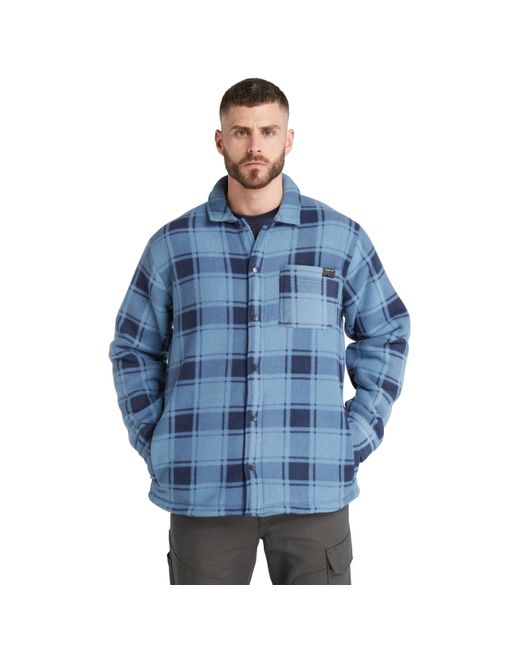 Timberland Blue Gritman Check Heavy-weight Fleece Shirt for men