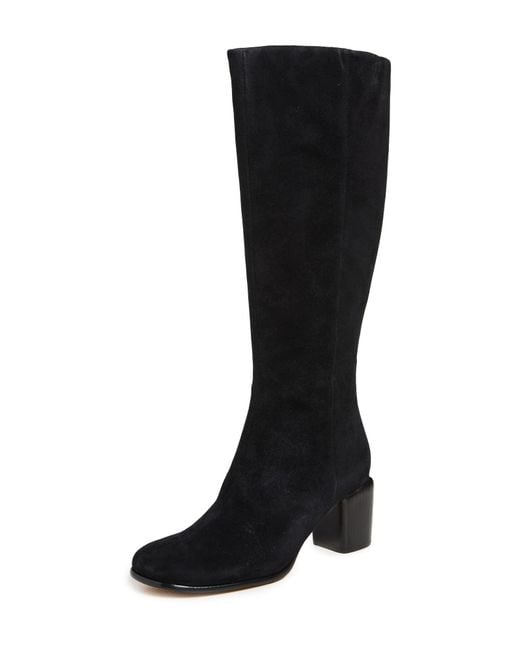 Vince Leather Maggie Tall Boots Knee High in Black Suede (Black) | Lyst