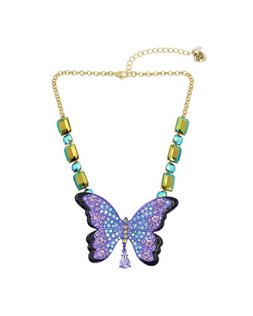 Betsey Johnson Blue S Butterfly Pendant Necklace