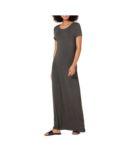 Amazon Essentials Black Short-sleeve Maxi Dress