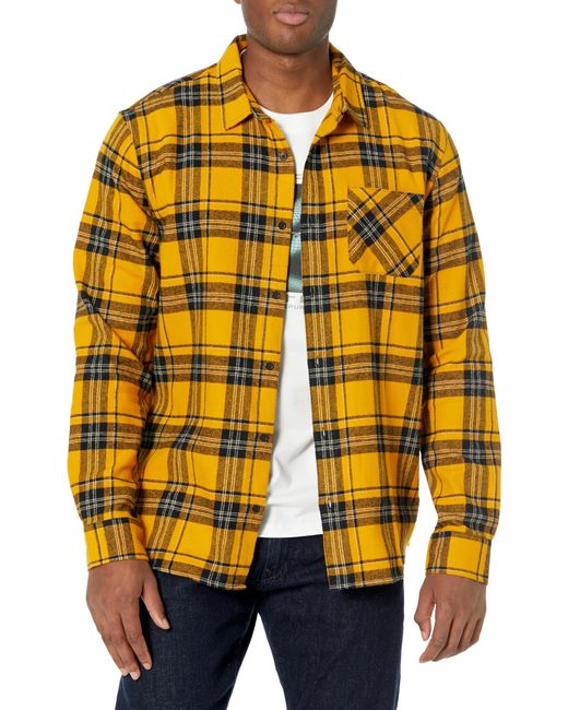 Oakley Yellow Podium Plaid Long Sleeve Flannel for men