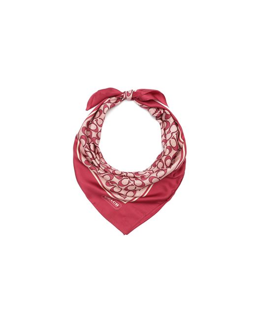 COACH Red Vintage Signature C Printed Silk Square