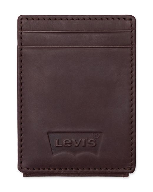 Levi's Purple Rfid Embossed Logo Magnetic Front Pocket Wallet for men