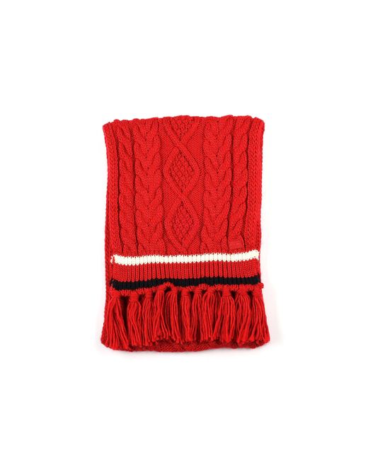 Tommy Hilfiger Red Cable With Stripe Scarf