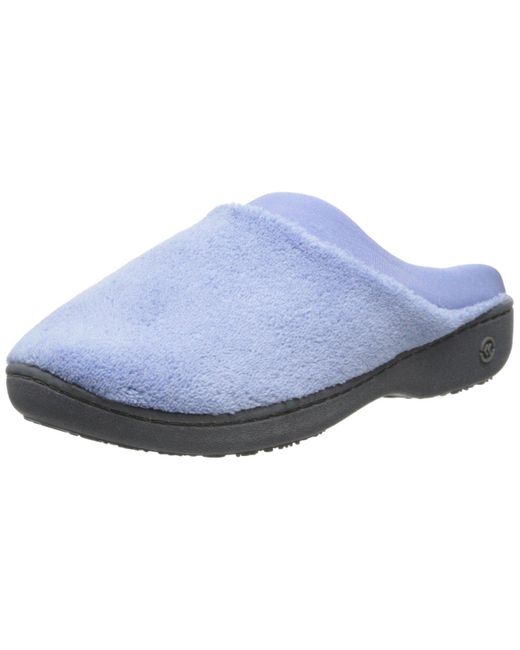 Isotoner Terry And Satin Slip On Cushioned Slipper With Memory Foam For