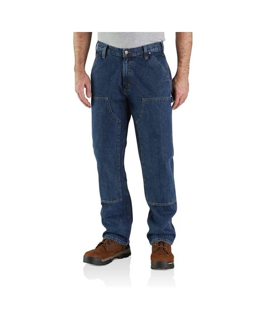 Carhartt Blue Loose Fit Double-front Utility Logger Jean for men