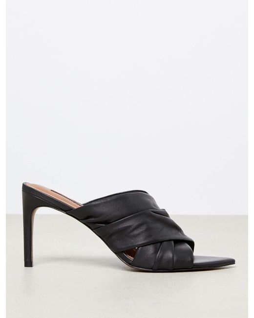 BCBGMAXAZRIA Black Dixie Leather Mule Heeled Sandal
