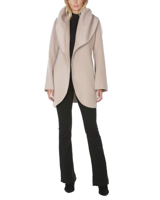 tahari double face wrap coat